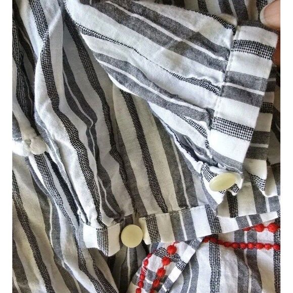 Kate Spade Broome Street Women's M Stripped BOHO Embroidered Oversized Tunic Top - Picture 8 of 9